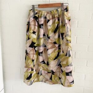 Vintage Midi Skirt Geometric print Lime green Lavender Tan Black Sz 16